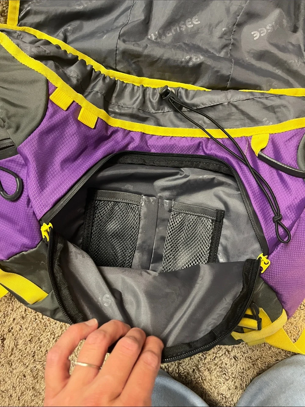 Purple and Yellow Messenger Bag for Men by